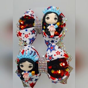 Beautiful Set of Handmade Hair bows inspired "July 4th "American girls